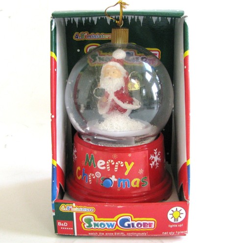NEW SNOWMAN+SANTA CLAUS MUSICAL SNOW GLOBE "MERRY CHRISTMAS" ORNAMENT+BOX - 第 6/7 張圖片