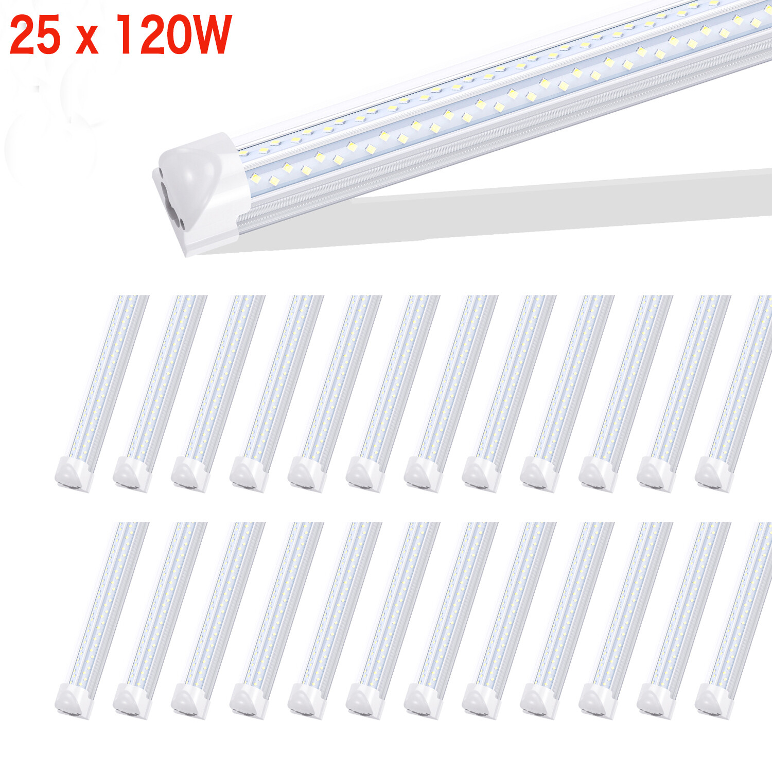 25 PACK Led Shop Light Fixture T8 120 Watts 8 foot Led Tube Light 8FT Warehouse