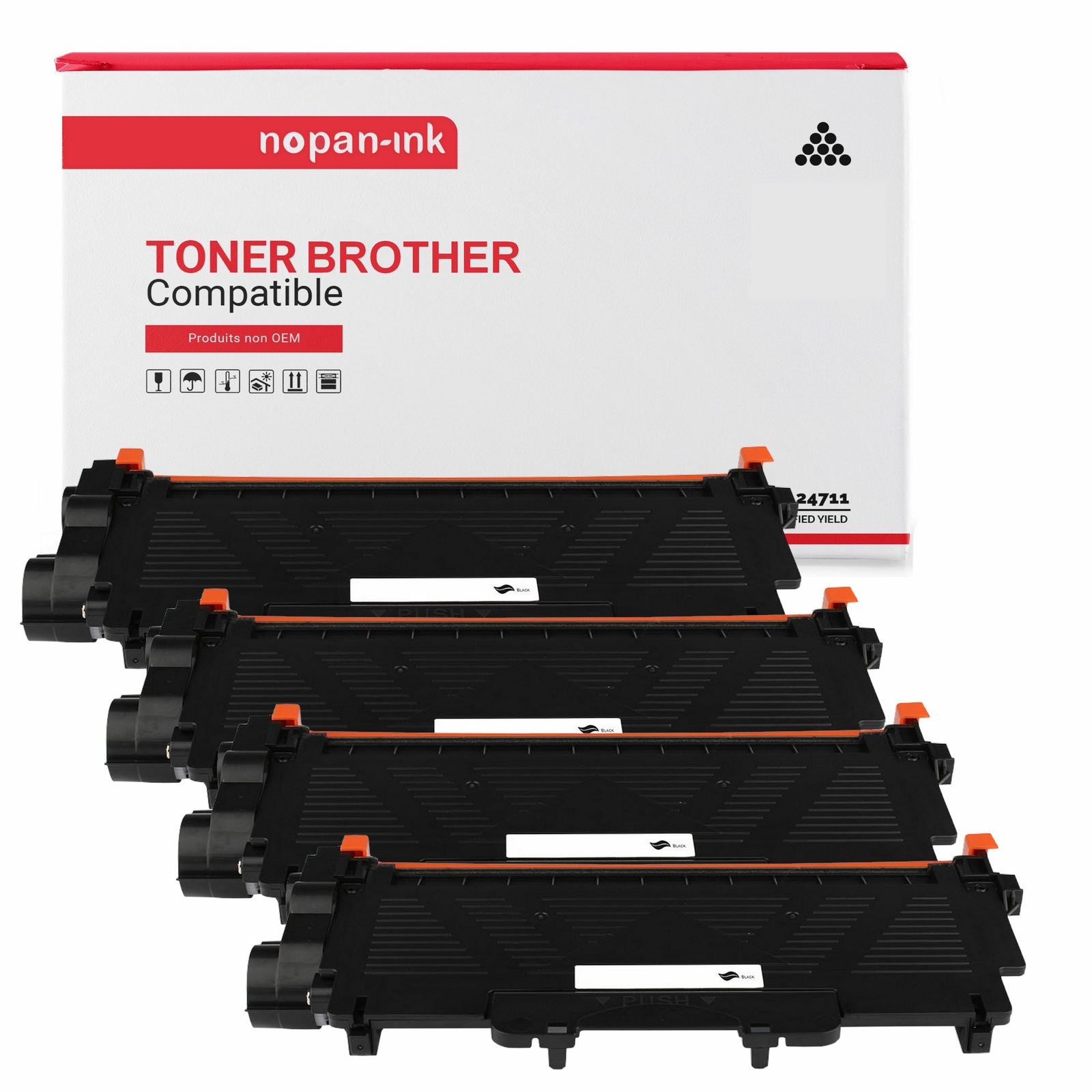 Toner TN2310 Noir Compatible Brother Haute Capacité 1200 Pages Lot de 4