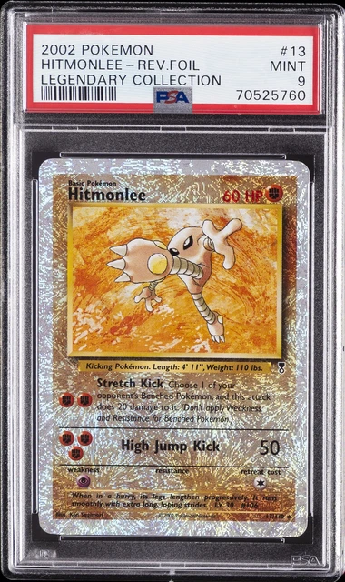 2002 POKEMON LEGENDARY COLLECTION #13 HITMONLEE-REVERSE FOIL PSA 9