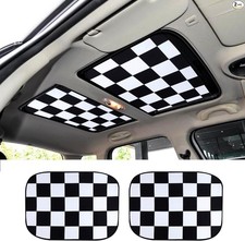 2PCS Car Sunroof Sunshade, Car Roof Cover, Foldable UV Reflector Chequer