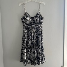 Sangria Geometric Print Ruched Dress Size 14P Mesh Stretch Cocktail Party Lined