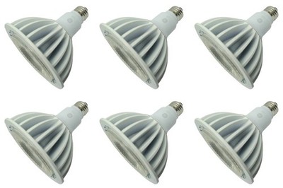 (6 bulbs) GE 30233 LED PAR38, 3100 lumens, 32 watt, 3500K Natural White, 15
