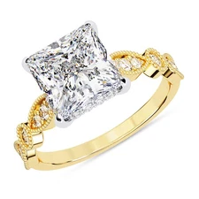 IGI 2.6Ct Princess Lab Grown Diamond Hidden Halo Engagement Ring 14K Yellow Gold