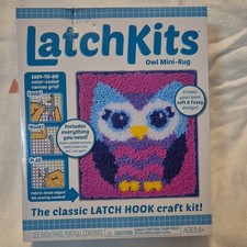 LatchKits Owl Mini-Rug Latch Hook Kit with Pre-Cut Yarn, Canvas,  Guide