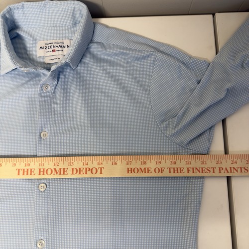 Mizzen + Main Spinnaker Shirt Trim Fit Button Up Mini Check Blue Men L GUC - Bild 7 von 11