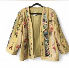 Beautiful Yellow Floral Japanese Inspired Floral Kimono Jacket