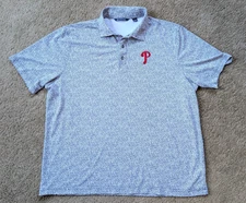 Cutter & Buck Phillies Polo Shirt Mens XL Gray Virtue Eco Pique Botanical MLB
