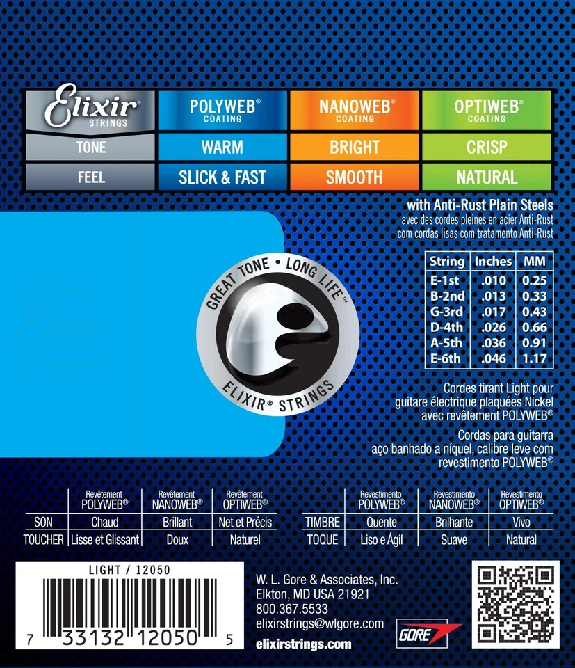 Corde per chitarra elettrica Elixir Strings con rivestimento POLYWEB Light ( 010 - Immagine 2 di 4