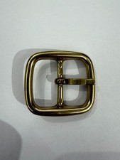 Solid Brass Raw Brass Center Bar Belt Buckle Made in Italy Fits 1" Belt Strap