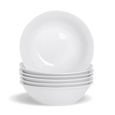 12x Classic White Cereal Bowls Porcelain Ice Cream Oatmeal Dishes 18cm