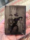 Antique Tin Type Square Photo Mother & Children
