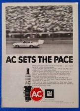 1970 CLASSIC AC DELCO SPARK PLUGS INDY 500 PACE CAR OLDSMOBILE 442 GM PRINT AD