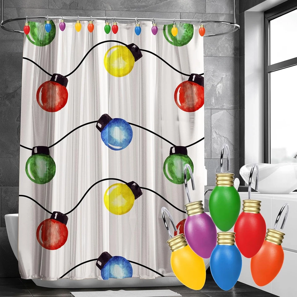 12 Piezas Ganchos para Cortina de Ducha de Navidad Cadena de Luces de Navidad Anillos de Barra de Cortina Decora Foto 4 de 4