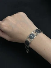 Siam Sterling Silver Niello Bracelet – Thai Dancer Panels 19g Vintage 