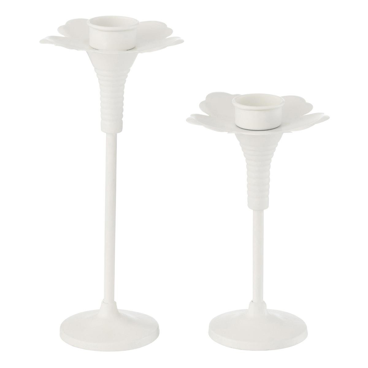 Bougeoir fleur en metal blanc 29cm lot de 2 idée cadeau idyllique de crémaillère
