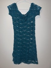  JUST SEXY S Women’s Teal Lace Bow Accent Bodycon Short Dress 