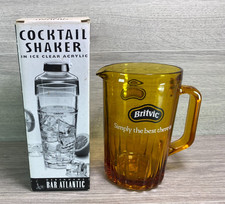 Vintage Britvic Mixer Jug in Heavy Amber Glass Large Fluted Base cocktail shaker