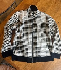 Chico's Travelers Women's Size 2 Large Jacket Black White Houndstooth Chico Zip