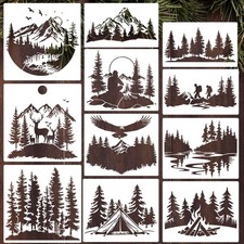 Mountain Tree Stencils for Painting Forest Animal Wood 12 inches