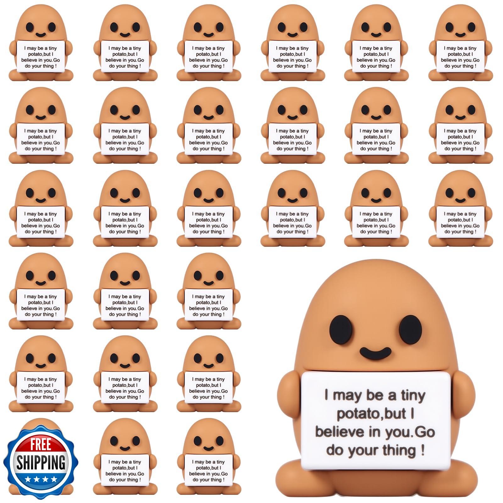 Gejoy 25 Pcs Mini Rubber Potato Toys Gifts Mini Motivational Potatoes Decorat