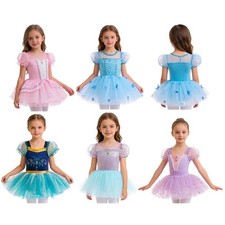 Kids Girls Leotards Gymnastics Dancewear Performance Dress Birthday Practice
