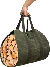 Firewood Carrier, Heavy Duty Canvas Bag, Large Log waxed carrier Tote Bags Fi...