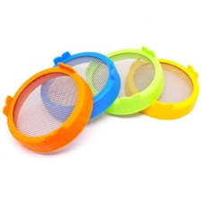 4-Pack Sprouting Lids for Mason Jars, 86mm Wide Mouth Mesh Strainer Kit