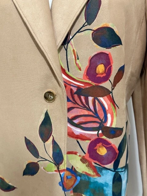 Chico's Harvest Print Faux Suede Topper Floral Boho Long Jacket Size 2 (L) NWT - Image 3 of 4