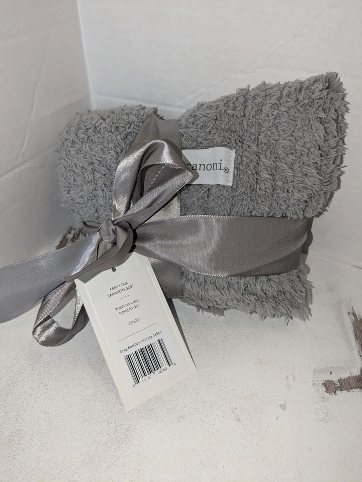 2 mantas de bebé Saranoni acanaladas gris bamboni mini + envoltura triangular nuevas con etiquetas azules Foto 2 de 4