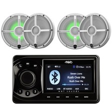 Wet Sounds WS-MC-1 5" LCD Bluetooth Marine Media Center 2 Pairs RECON 6 XW