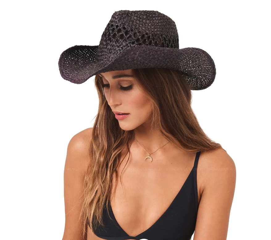 L*Space women's Remy Straw Cowboy Hat - one size - Black