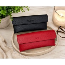 Guess Eyeglass Cases Lot of 2  Black  Red Pebbled Logo Cases