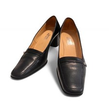 Vintage Gianni Versace Leather Square Toe Block Heels Size 6 Y2K