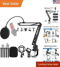 Heavy Duty Adjustable Boom Mic Arm for Blue Yeti HyperX, Includes Pop Filter
