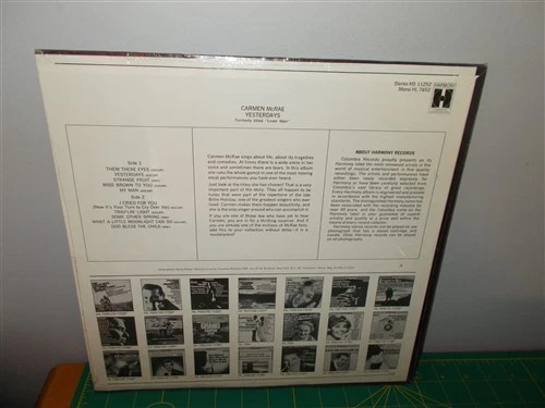 Carmen McRae Yesterdays Harmony Record LP Sealed - Image 2 of 3
