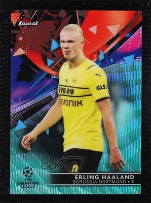 2021 Finest UEFA Champions League Aqua Wave Refractor 47/75 Erling Haaland 3u4