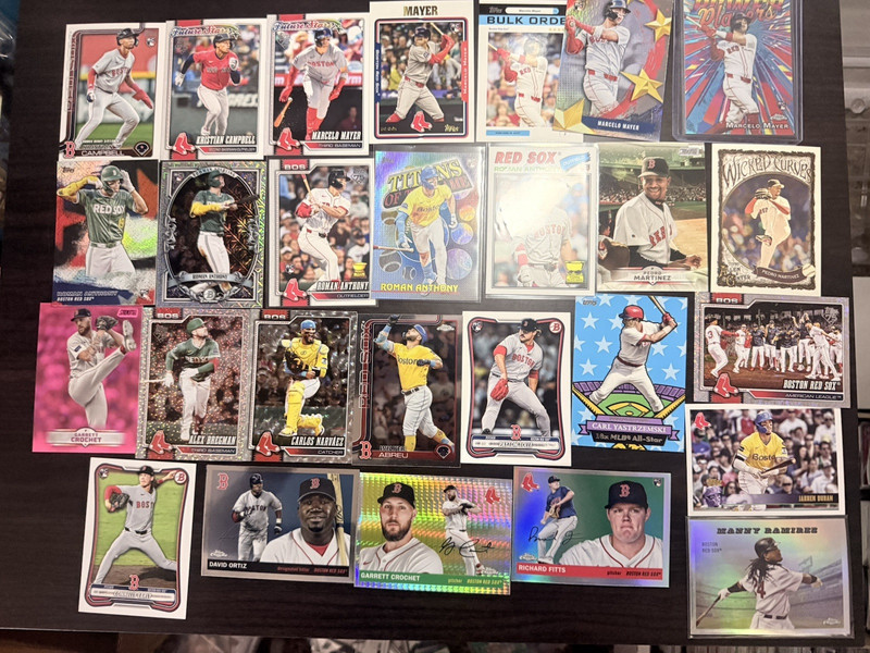 Topps Boston Red Sox 27-Card Lot 2024 Chrome/Heritage/Bowman RC Parallels Autos