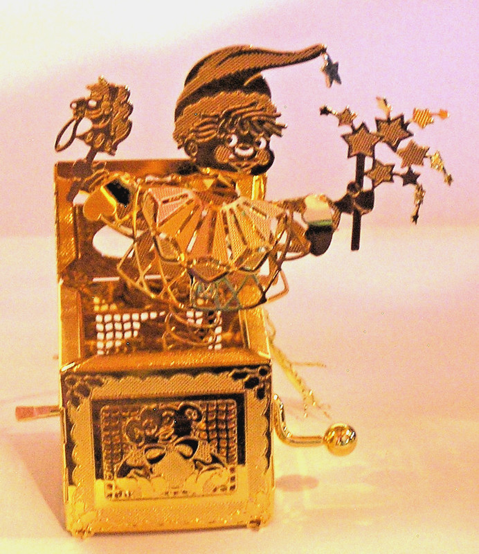 VINTAGE 1997 DANBURY MINT 23K JACK IN THE BOX Christmas ORNAMENT