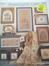 Homespun Love Cross Stitch Pattern Book Bear Friends Home is Where The Heart Is
