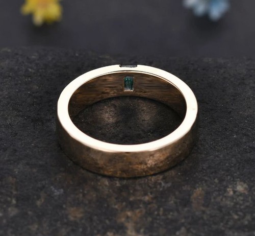 Mens Rose Quartz Wedding Band Baguette Cut ring 925 silver ring Retro vintage - Picture 13 of 13