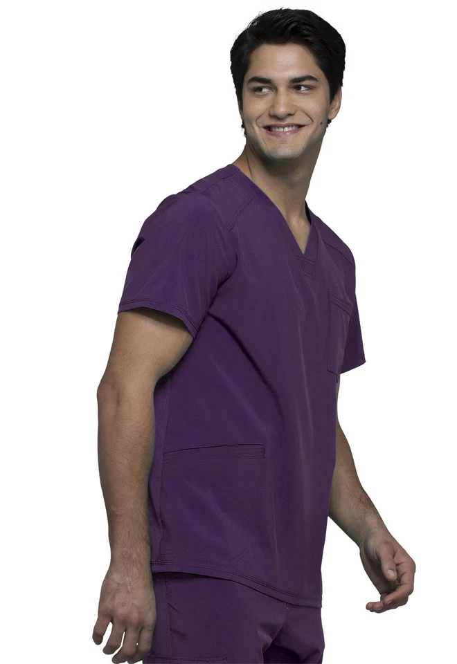 Cherokee Scrubs Infinity Men V Neck Top CK900A EGG Eggplant Free Ship - Image 4 of 4