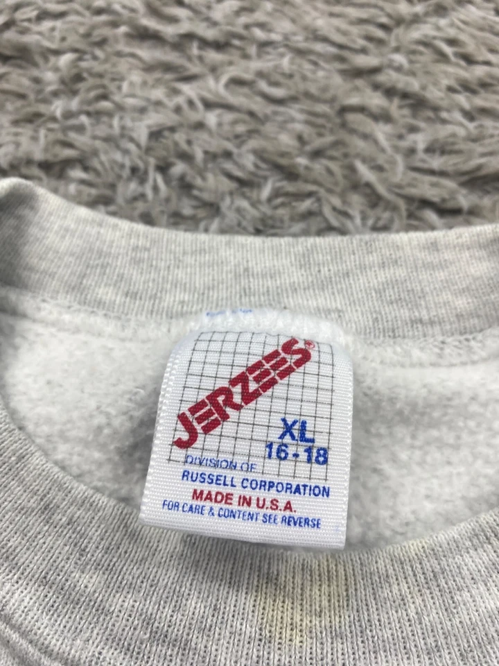 Sudadera De Colección Jerzees Niño XL Gris Blanco Polar Russell Cuello Redondo Pullover EE. UU. Foto 3 de 4