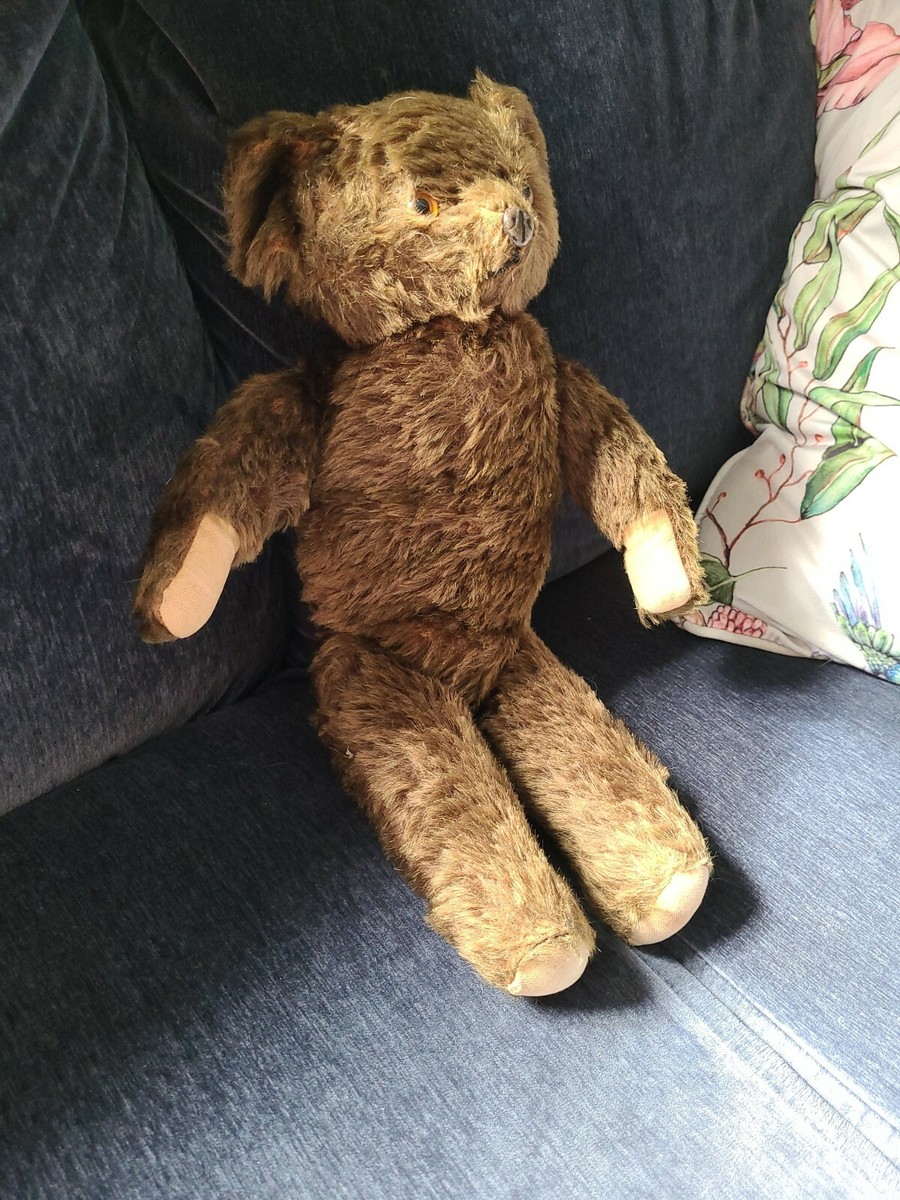 Antique Mohair early knickerbockers Teddybear Glass Eyes Metal