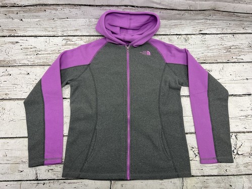 The North Face Youth Girls Purple/Gray Full Zip Fleece Hoodie Sweatshirt - YXL
