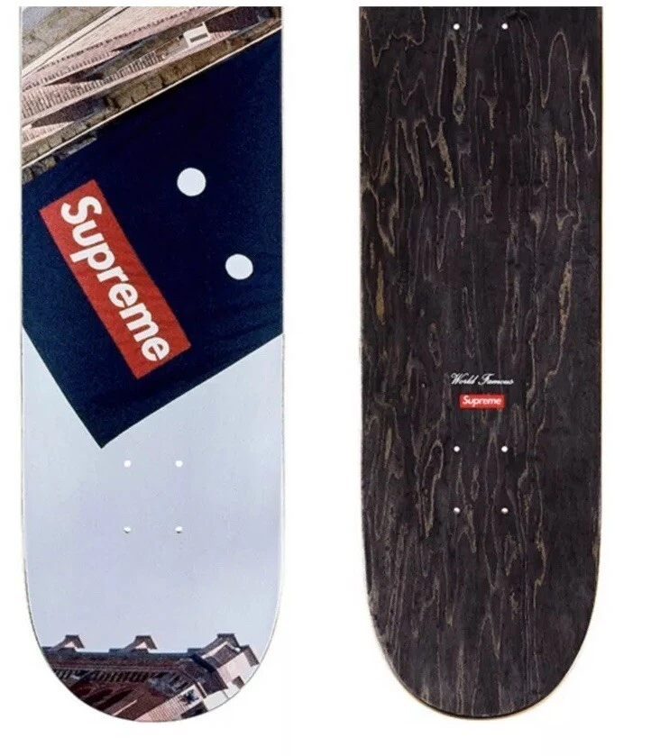 Supreme Banner Skateboard Deck In Hand