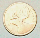 CANADA ( 1 ) COIN  25 CENTS  1943  VERY FINE  0.8000  SILVER