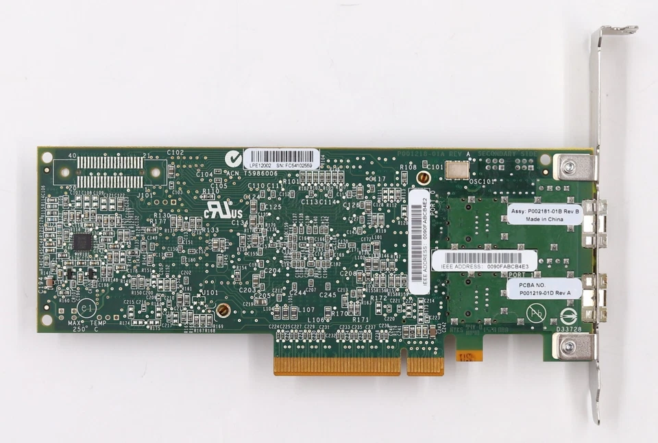 IBM LPE12002 Dual-Port 8GbE SFP PCIe Network Adapter FRU P/N: 00E0806 Tested - Image 4 of 4