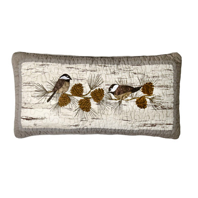Donna Sharp Birch Forest Decorative Pillow Chickadee Cotton 11' x 22'' Cozy Cabin