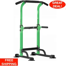 Pull Up Bar Multifunction Power Tower Dip Station Chin Ups Exercises Home Green